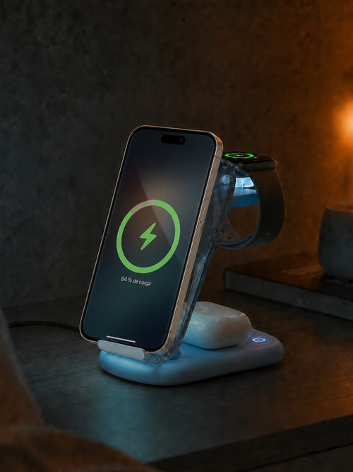 Lumidusk Halo — 3-in-1 MagSafe Charging Dock with Night Light for iPhone, Apple Watch & AirPods