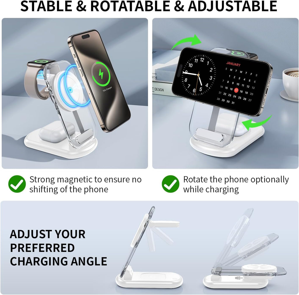 Lumidusk Halo — 3-in-1 MagSafe Charging Dock with Night Light for iPhone, Apple Watch & AirPods