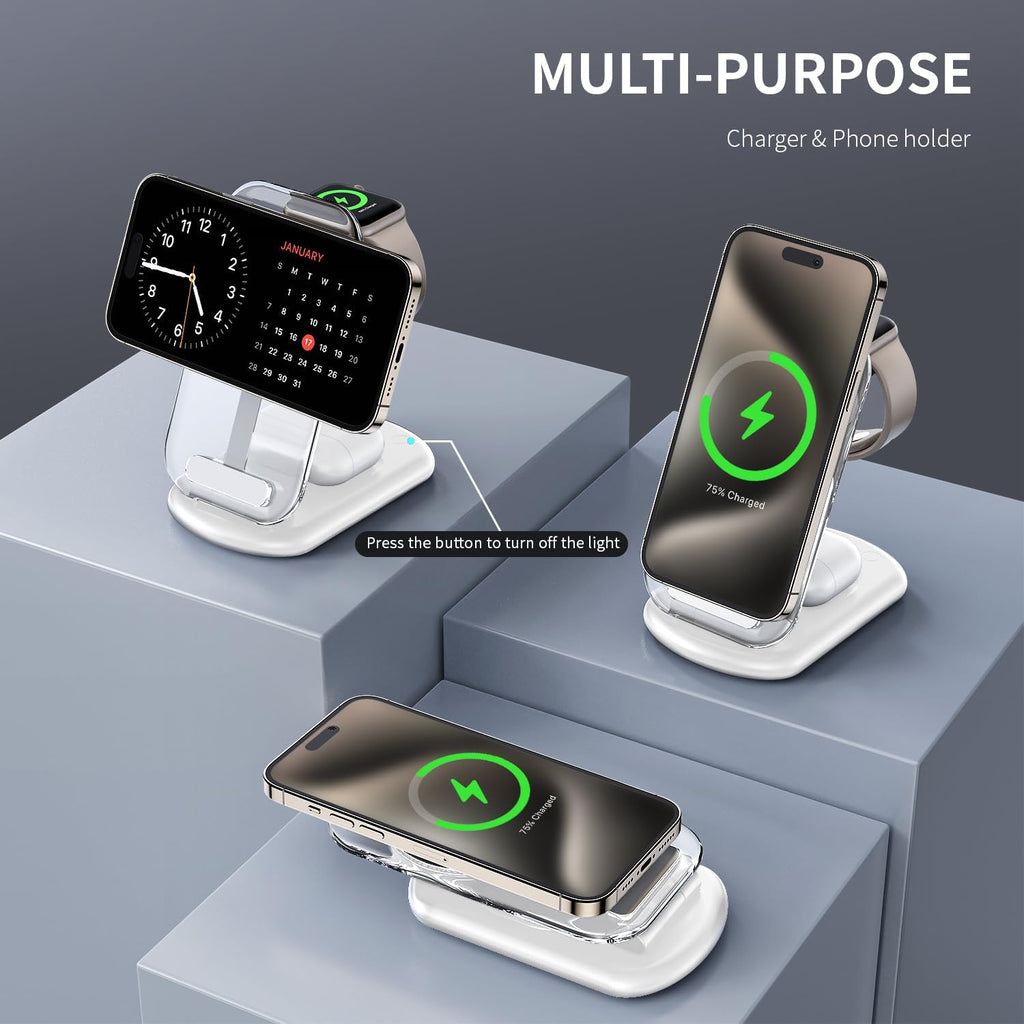 Lumidusk Halo — 3-in-1 MagSafe Charging Dock with Night Light for iPhone, Apple Watch & AirPods