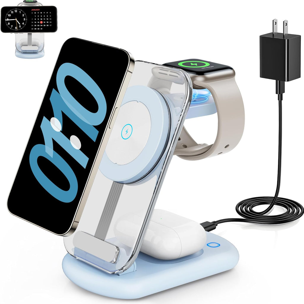 Lumidusk Halo — 3-in-1 MagSafe Charging Dock with Night Light for iPhone, Apple Watch & AirPods