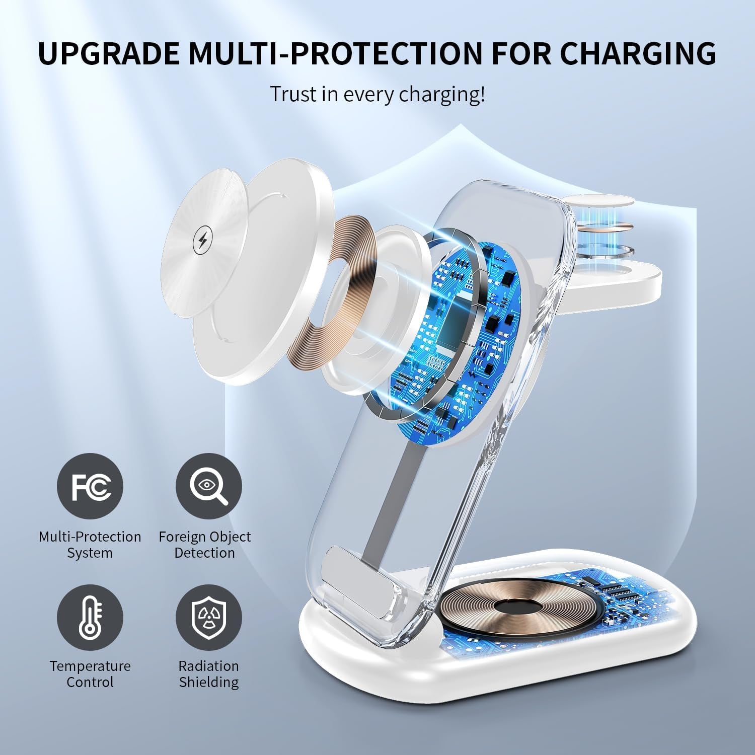 Lumidusk Halo — 3-in-1 MagSafe Charging Dock with Night Light for iPhone, Apple Watch & AirPods